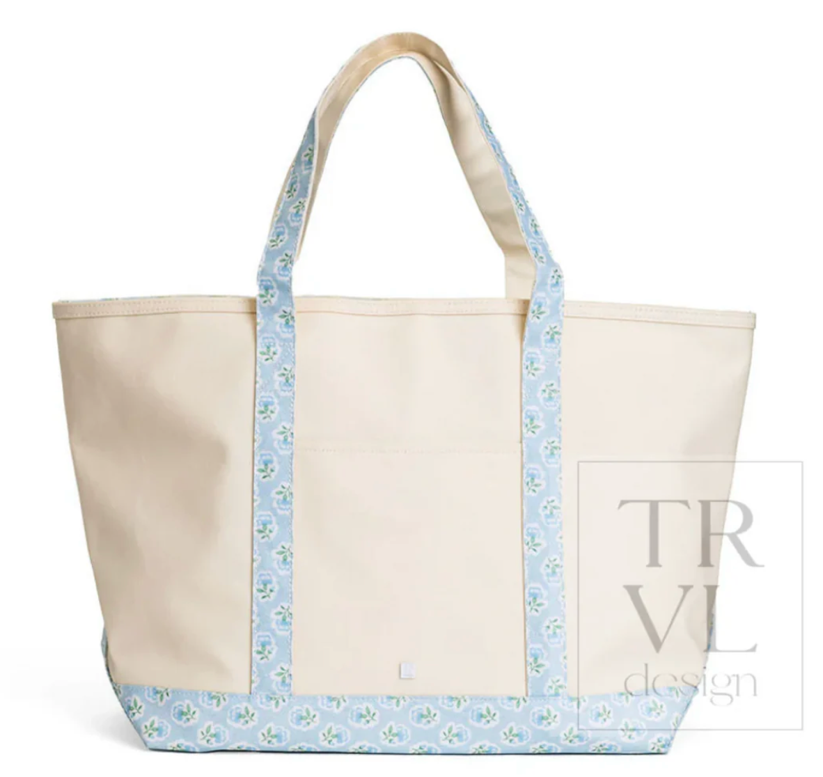 Maxi Tote - Coated Canvas Natural w/ Petite Fleur Blue from Anderson Parker