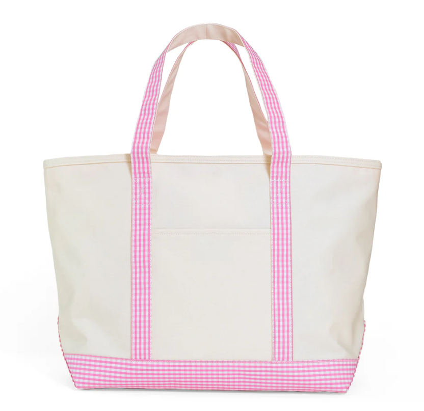 Maxi Tote - Coated Canvas Natural w/ Pink Gingham from Anderson Parker