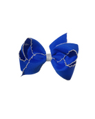Medium Grosgrain Hair Bow with Moonstitch - Cobalt Blue/White from Anderson Parker