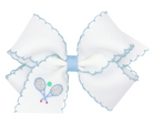 Medium Grosgrain Hair Bow with Moonstitch Edge - Tennis/Blue from Anderson Parker