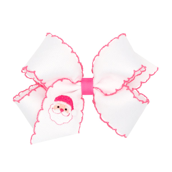Medium Moonstitch Christmas Embroidered Hair Bows - Santa from Anderson Parker