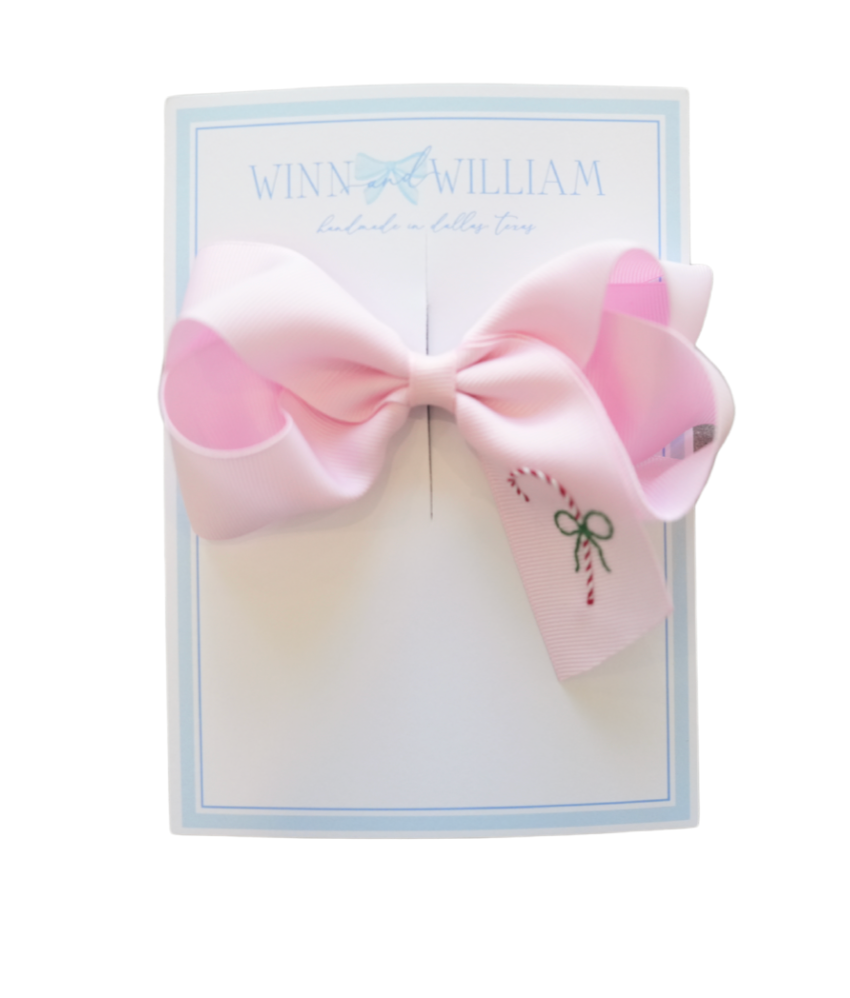 Medium Pink Bow with Candy Cane from Anderson Parker