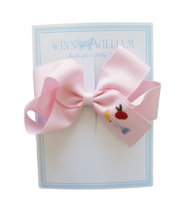 Medium Pink Bow with School Supplies from Anderson Parker