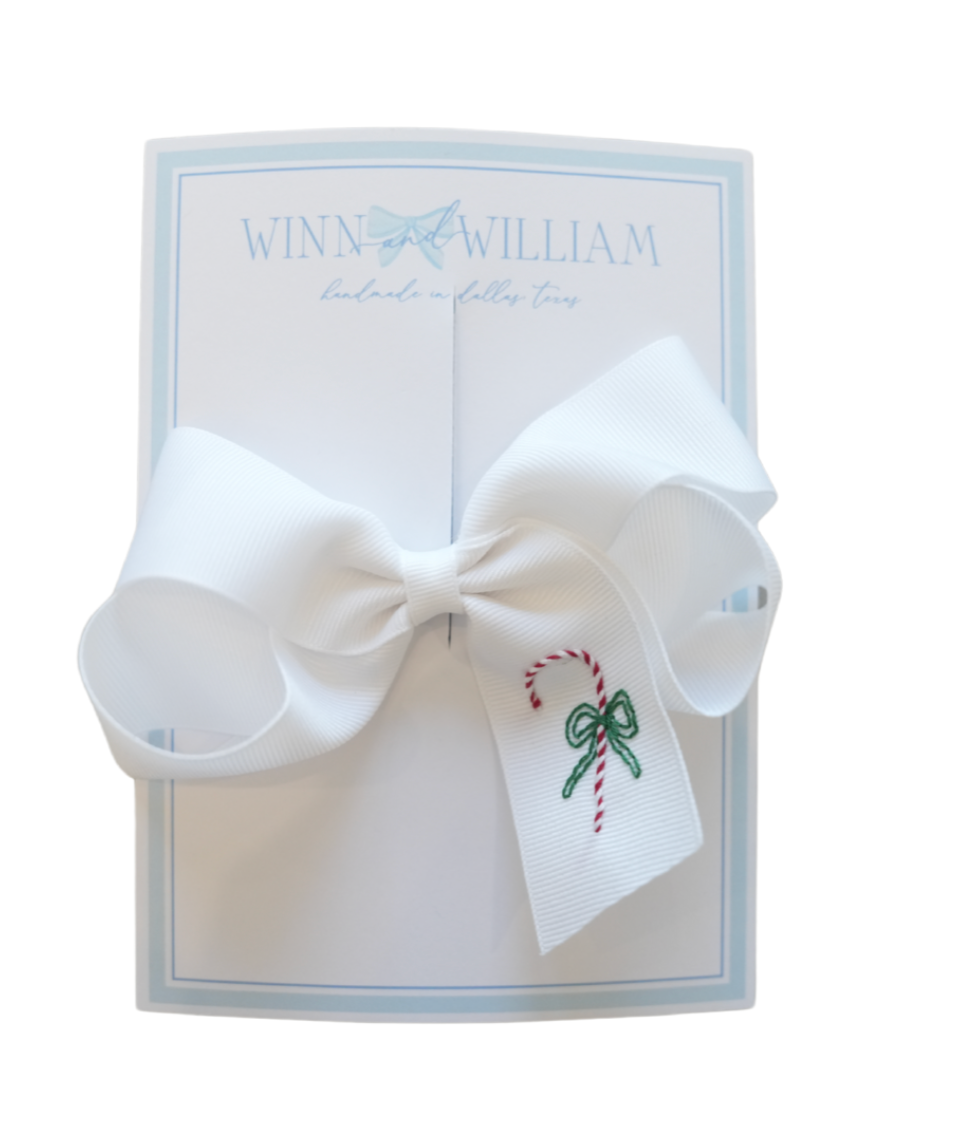 Medium White Bow with Candy Cane from Anderson Parker