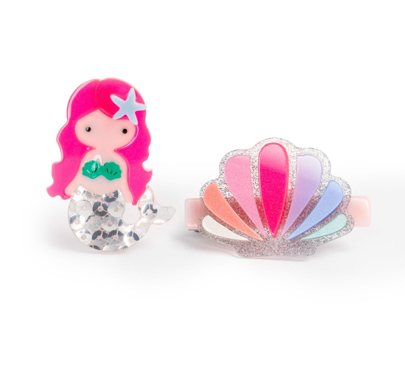 Mermaid Neon Pink and Seashell Hair Clips from Anderson Parker