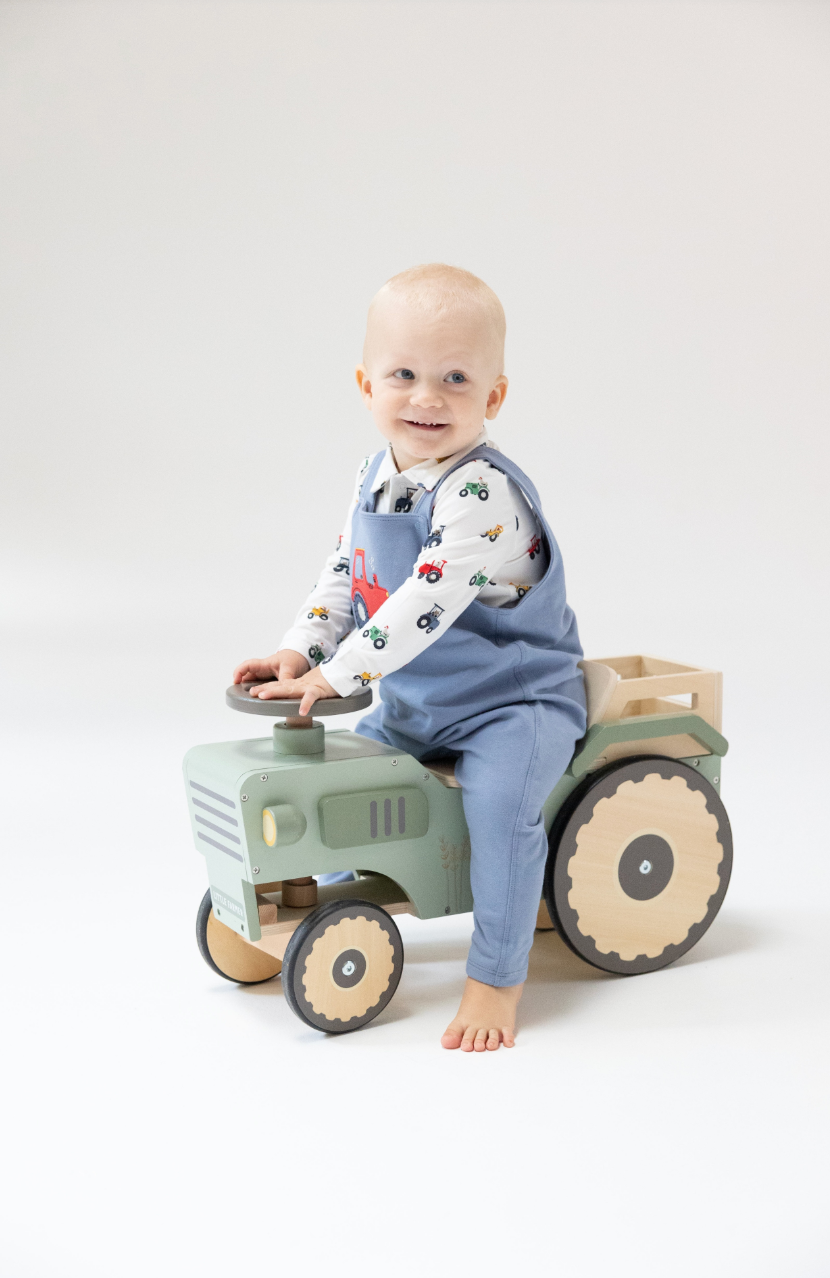 Mini Tractors - Tractor Applique French Terry Overalls & Bodysuit Set from Anderson Parker