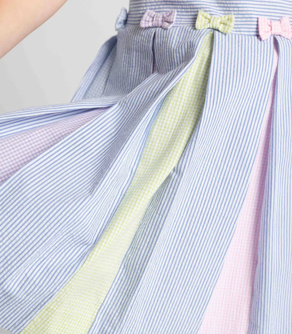 Multicolor Seersucker Pleated Dress from Anderson Parker