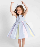 Multicolor Seersucker Pleated Dress from Anderson Parker