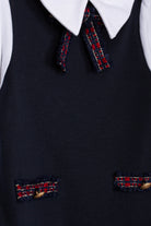 Navy Blue Dress with Tweed Details from Anderson Parker