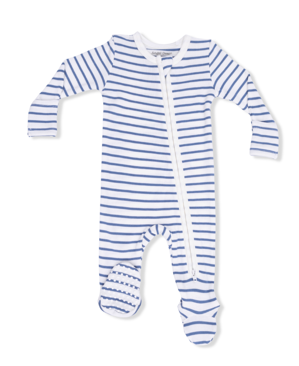 Navy Stripe - 2 Way Zipper Footie from Anderson Parker