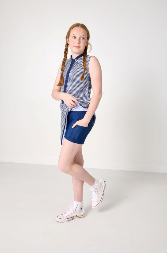 Navy Thin Stripe Court Dress from Anderson Parker