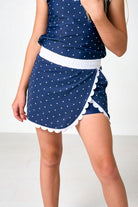 Navy/White Polka Dot Scalloped Skort from Anderson Parker