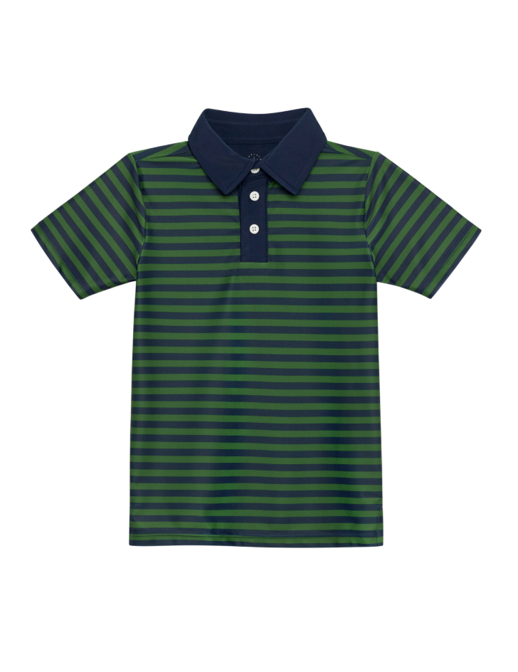 Navy/dark Green Qb Stripe Polo Shirt from Anderson Parker