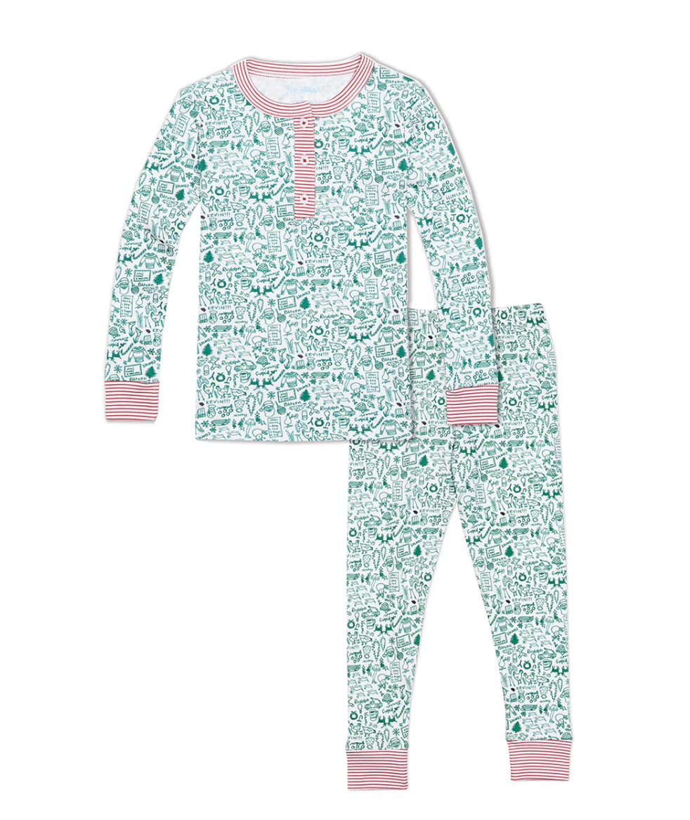 North Pole Christmas Two Piece Kids Henley Pajamas from Anderson Parker