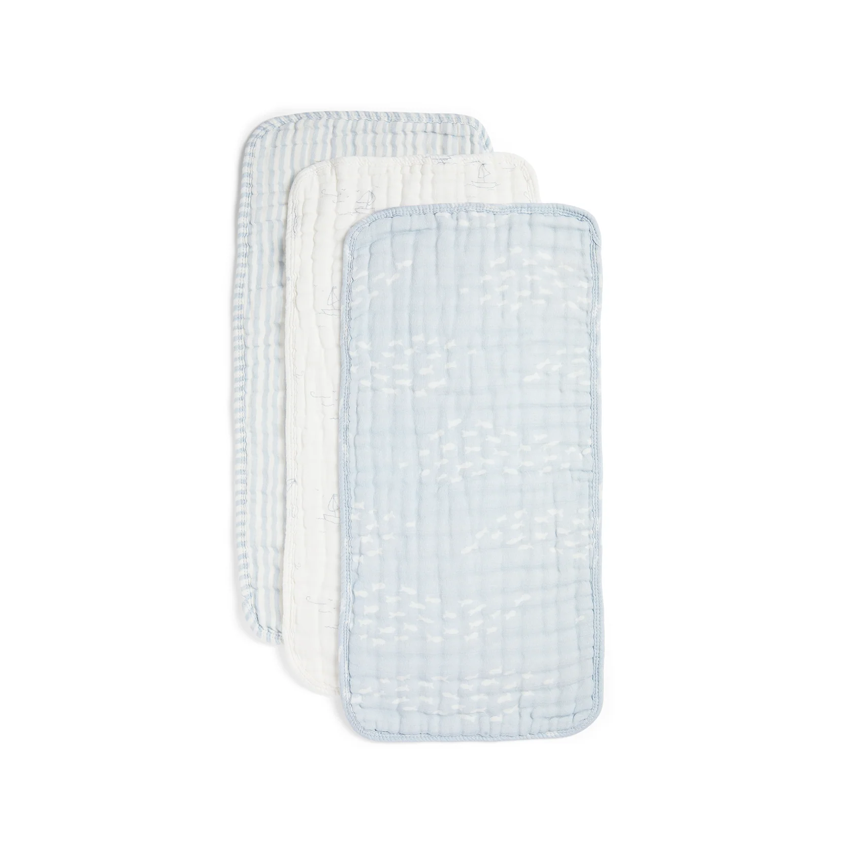 ORGANIC MUSLIN BURP CLOTHS, 3 PACK - POWDER BLUE + CREAM from Anderson Parker