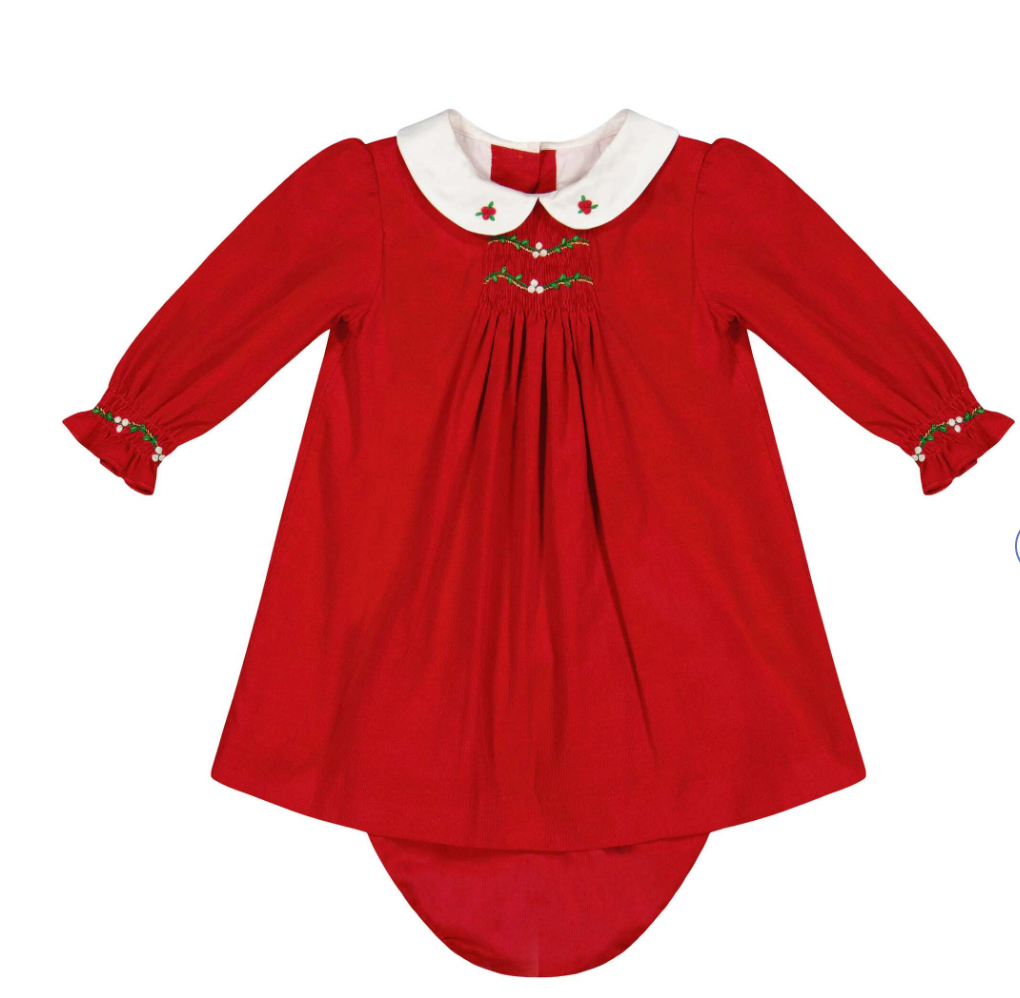 Olympe Red Smocked Baby Set from Anderson Parker