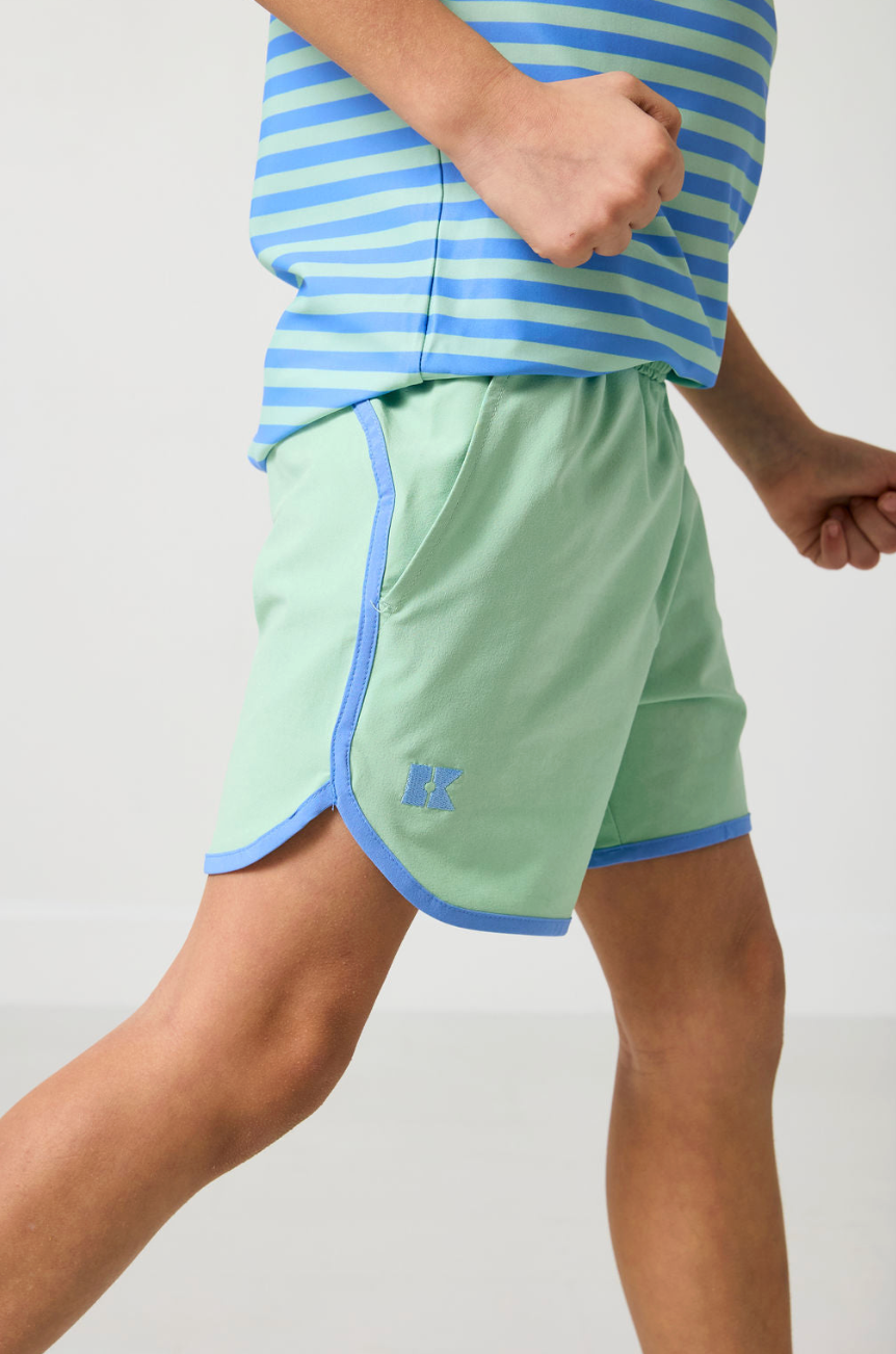 Palm Green Retro Super Short With Sky Blue Piping from Anderson Parker