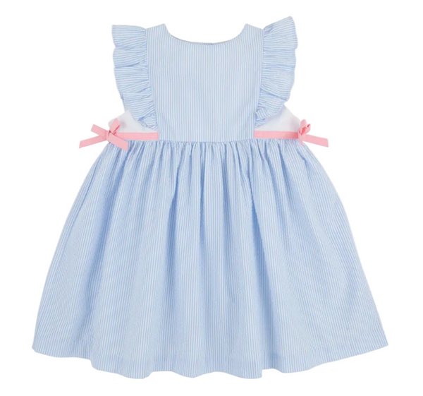 Pammy's Pinafore Dress - Breakers Blue Seersucker with Sandpearl Pink from Anderson Parker