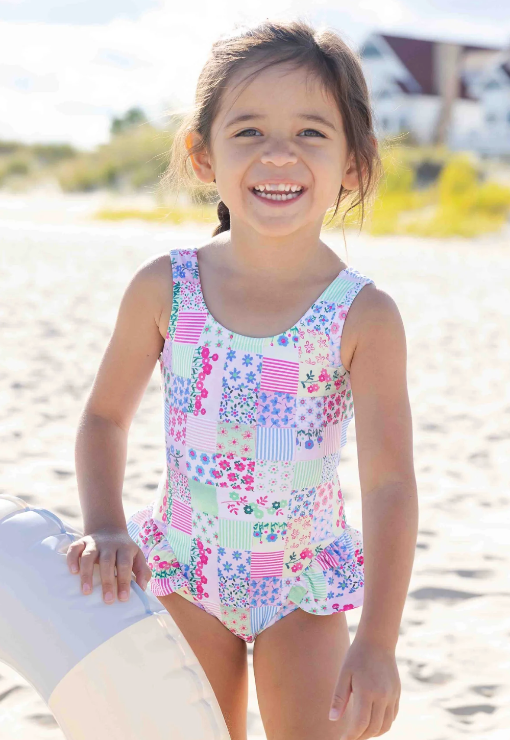 Patchwork Floral Hip Ruffle Swimsuit from Anderson Parker