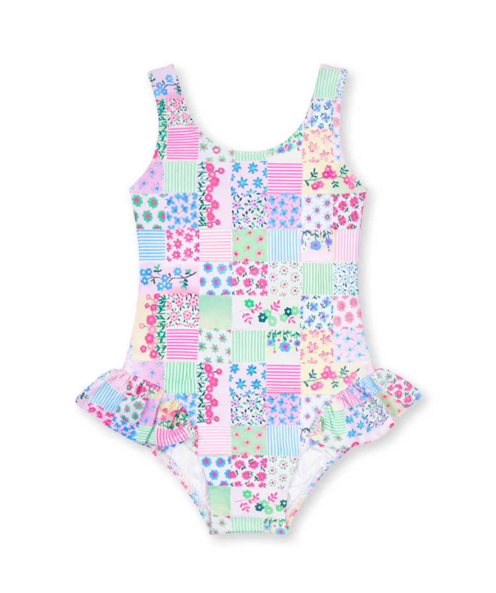Patchwork Floral Hip Ruffle Swimsuit from Anderson Parker