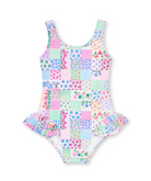 Patchwork Floral Hip Ruffle Swimsuit from Anderson Parker