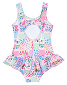 Patchwork Floral Hip Ruffle Swimsuit from Anderson Parker
