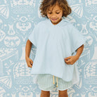 Percale Kids' Poncho - Light Blue Skinny Stripe - Anderson Parker