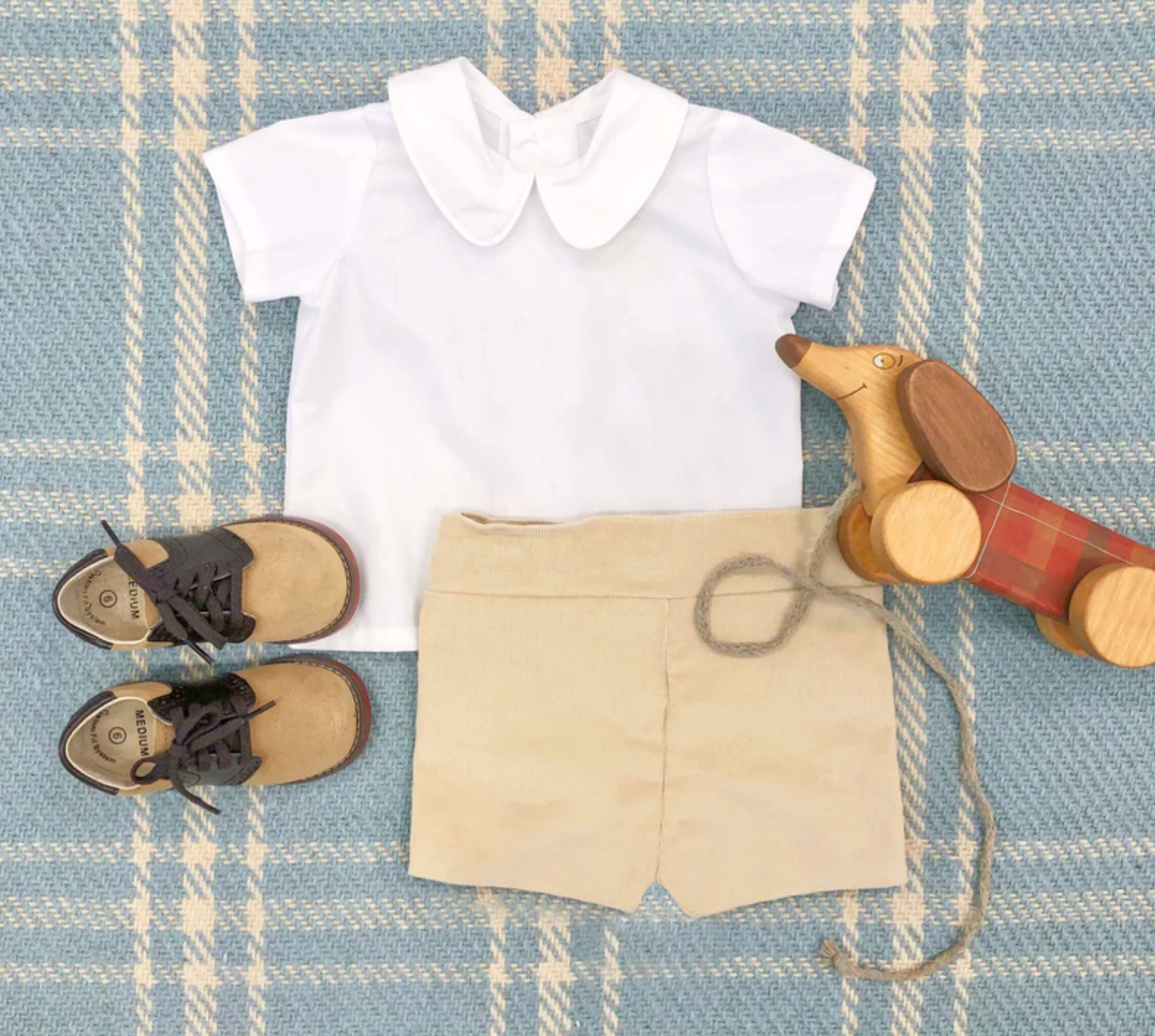 Peter Pan Collar Shirt & Onesie (Short Sleeve Woven) - Worth Avenue White from Anderson Parker