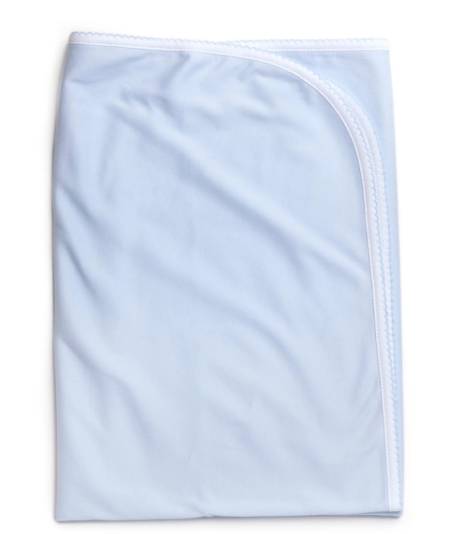 Pima Cotton Picot Trim Baby Blanket - Lt Blue from Anderson Parker