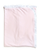 Pima Cotton Ruffle Trim Baby Blanket - Lt Pink Mini Stripe from Anderson Parker