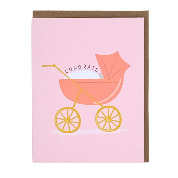 Pink Baby Carriage Greeting Card from Anderson Parker