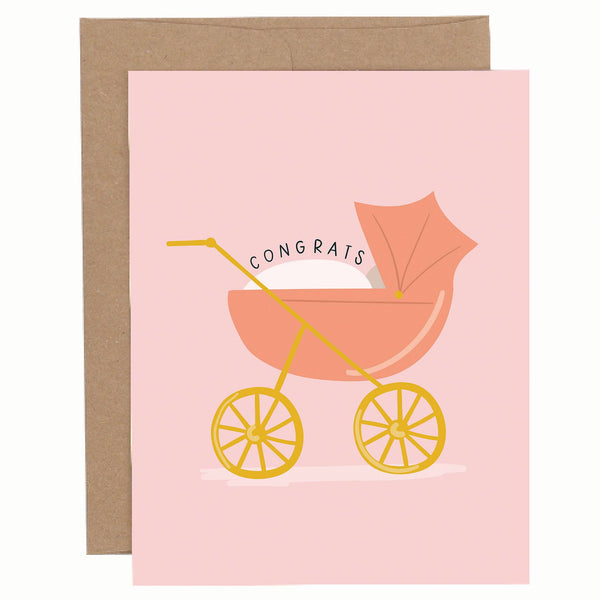 Pink Baby Carriage Greeting Card from Anderson Parker
