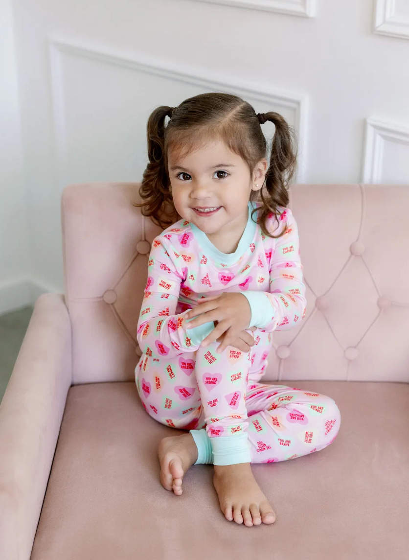 Pink Convo Hearts PJ Set from Anderson Parker