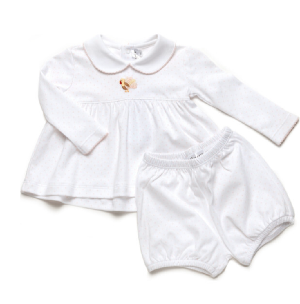 Pink Feather Turkey Pima Bloomer Set, Light Pink from Anderson Parker