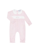 Pink Herringbone Embroidered Playsuit - Flowers from Anderson Parker