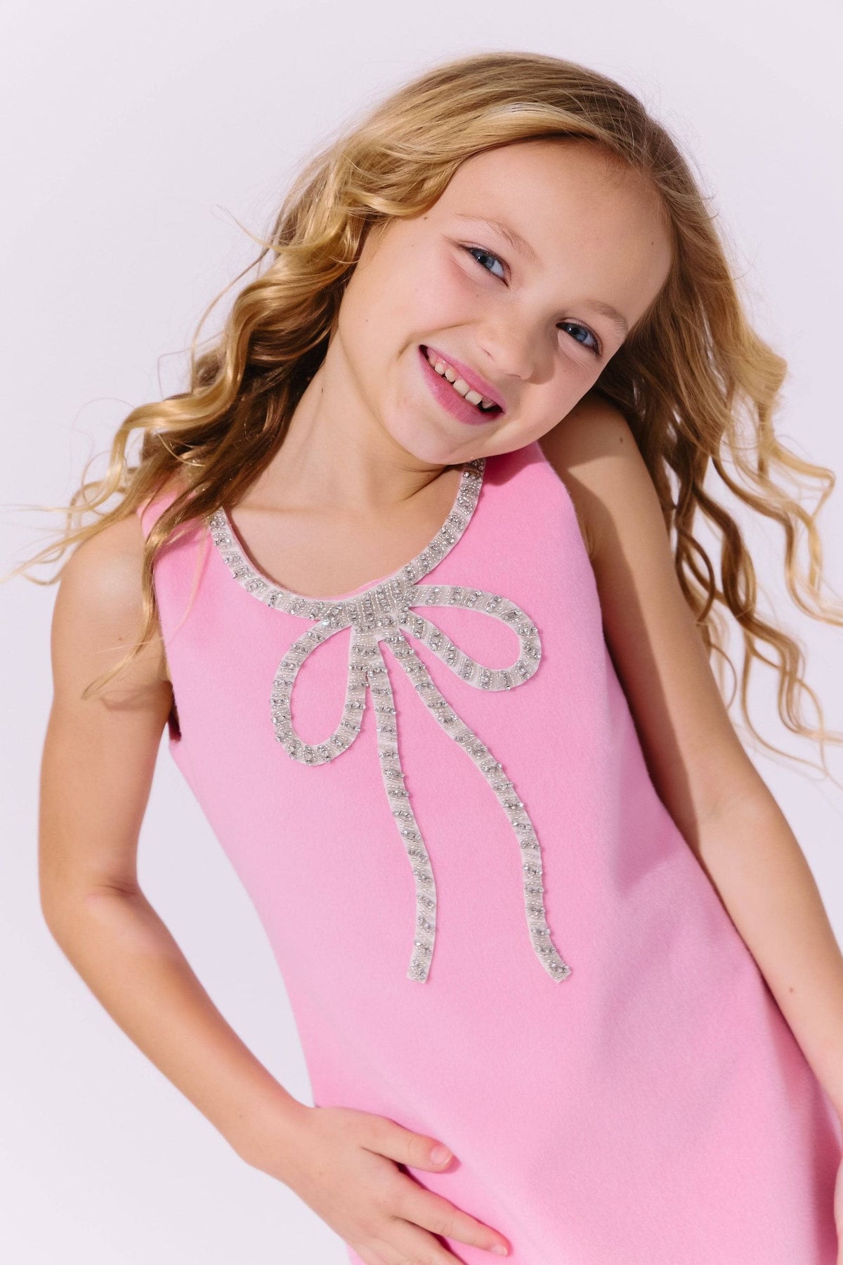 Pink Velvet Bow Princess Dress from Anderson Parker