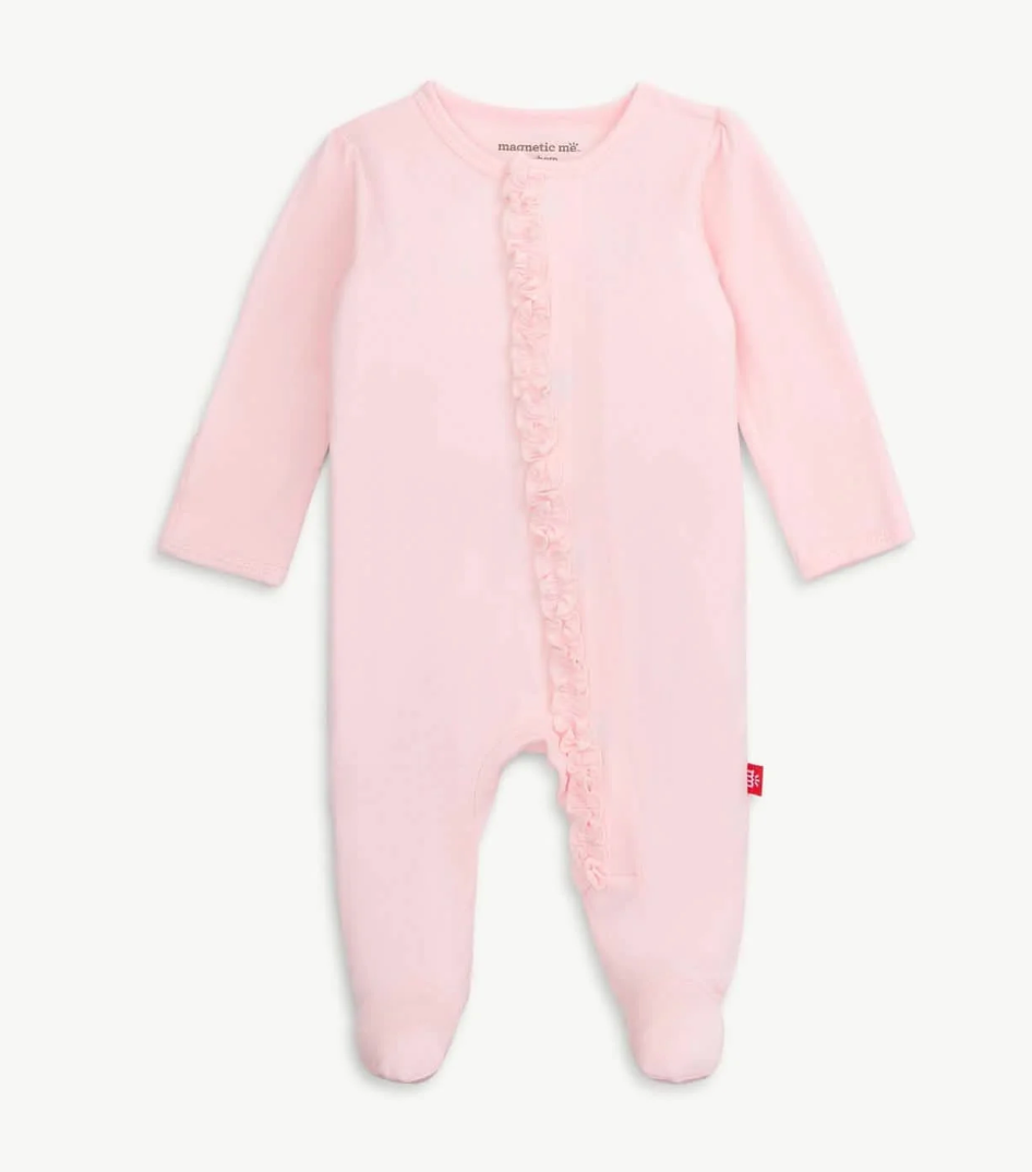 Pink dogwood modal magnetic parent favorite footie with ruffles from Anderson Parker