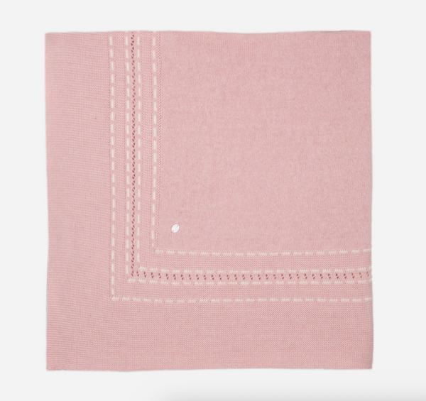 Pink knit blanket with topstitching from Anderson Parker