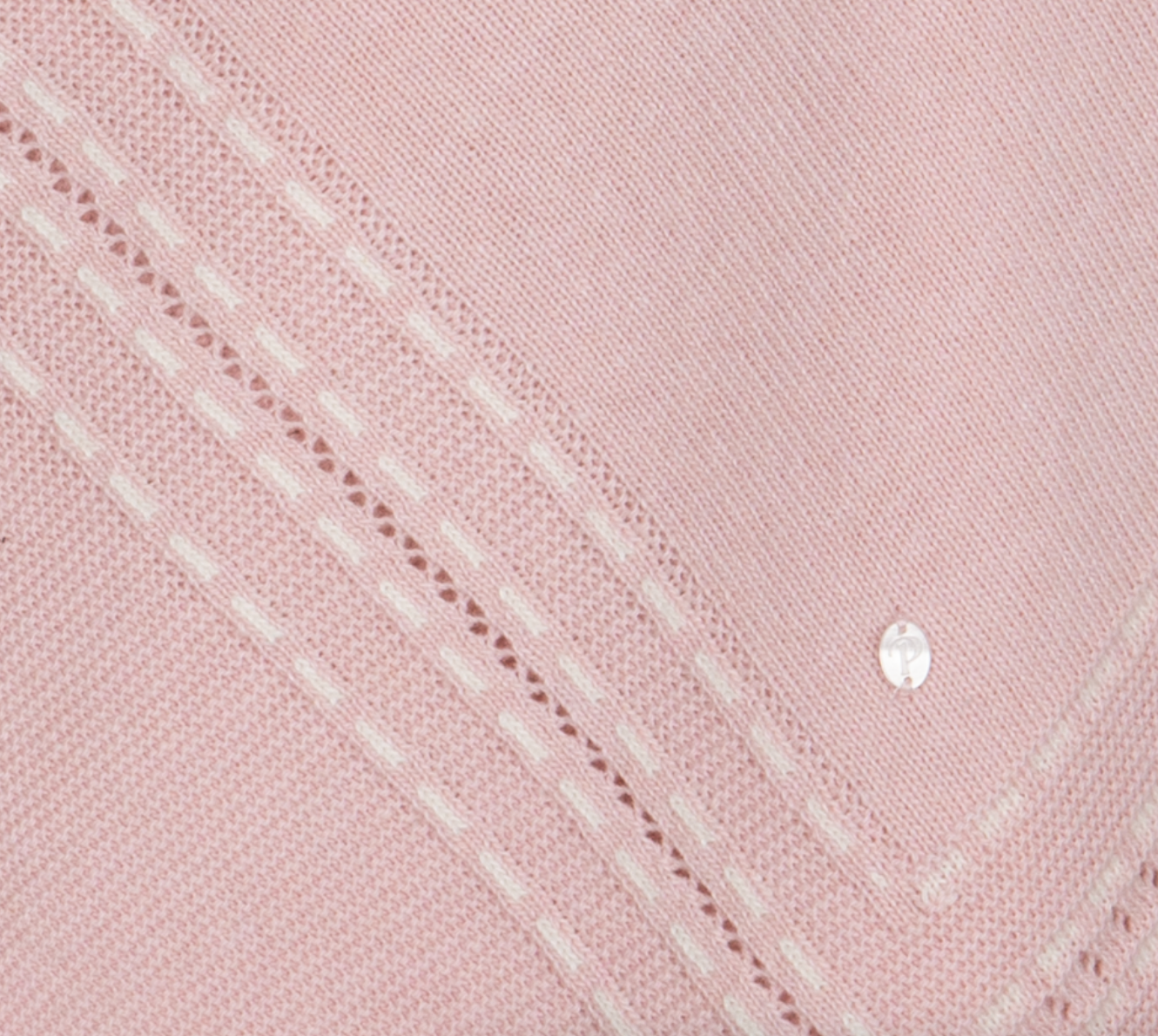 Pink knit blanket with topstitching from Anderson Parker