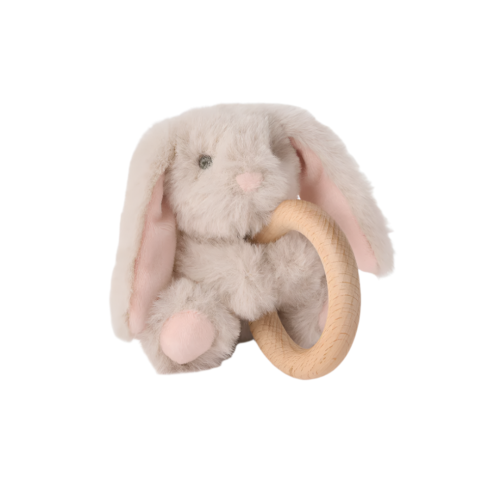 Plush Bunny Wooden Ring Rattle from Anderson Parker