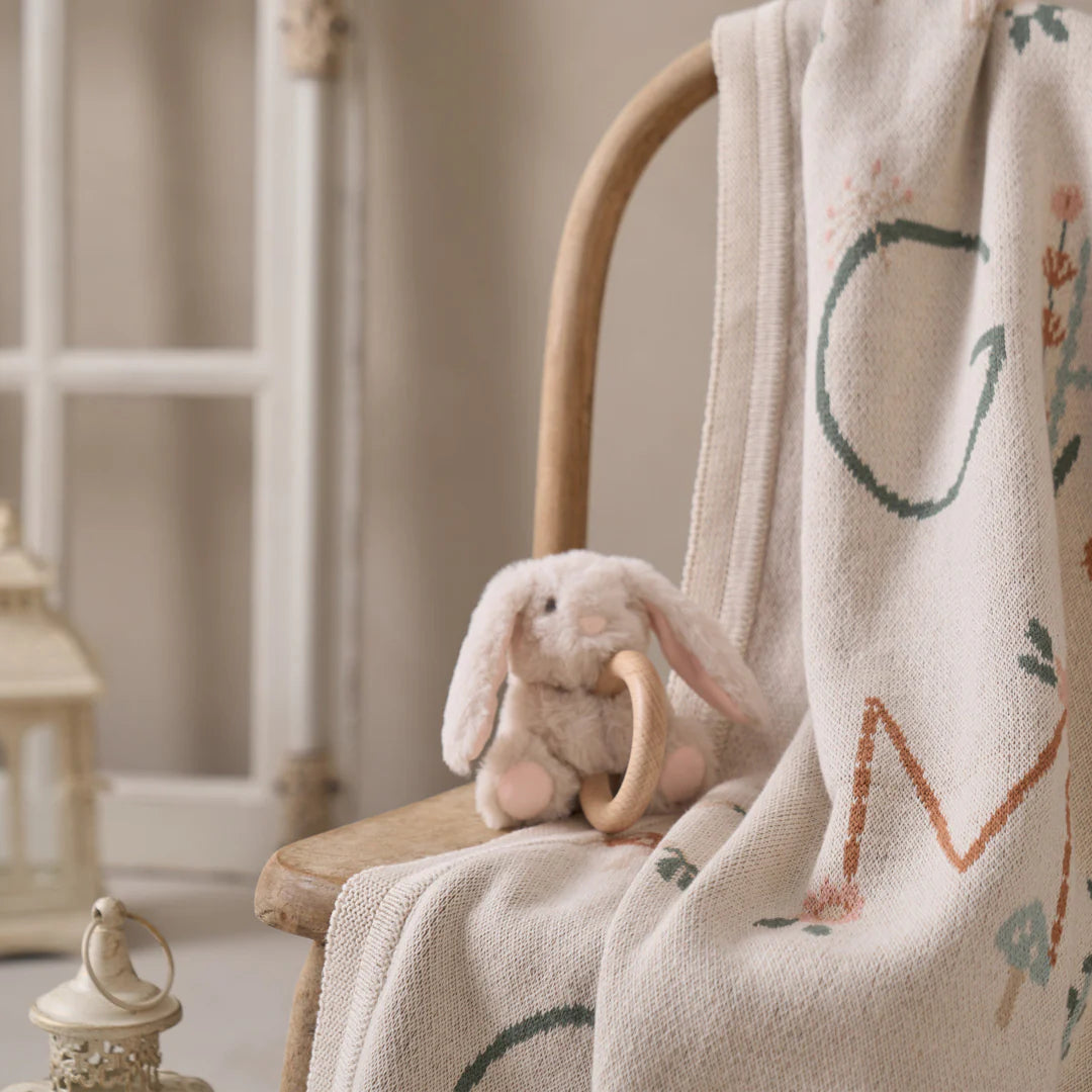 Plush Bunny Wooden Ring Rattle from Anderson Parker