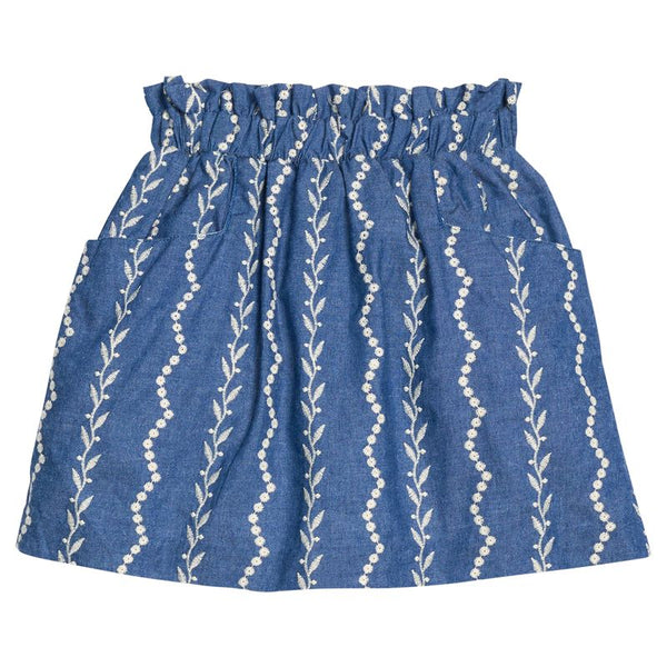 Portofino Skirt with Pockets - Chamonix Chambray Embroidery from Anderson Parker