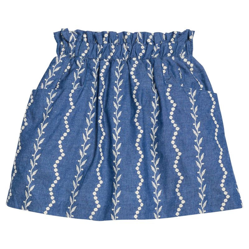 Portofino Skirt with Pockets - Chamonix Chambray Embroidery from Anderson Parker