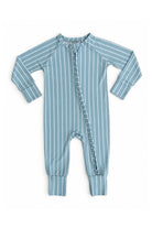 Powder Blue Stripe Zipper Romper from Anderson Parker