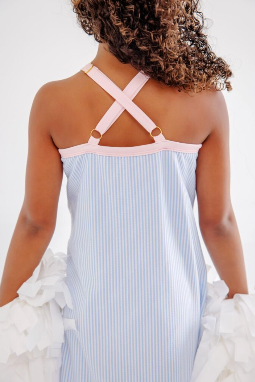 Prepletic Little Miss Tennis - Beale Street Blue Seersucker/Palm Beach Pink from Anderson Parker