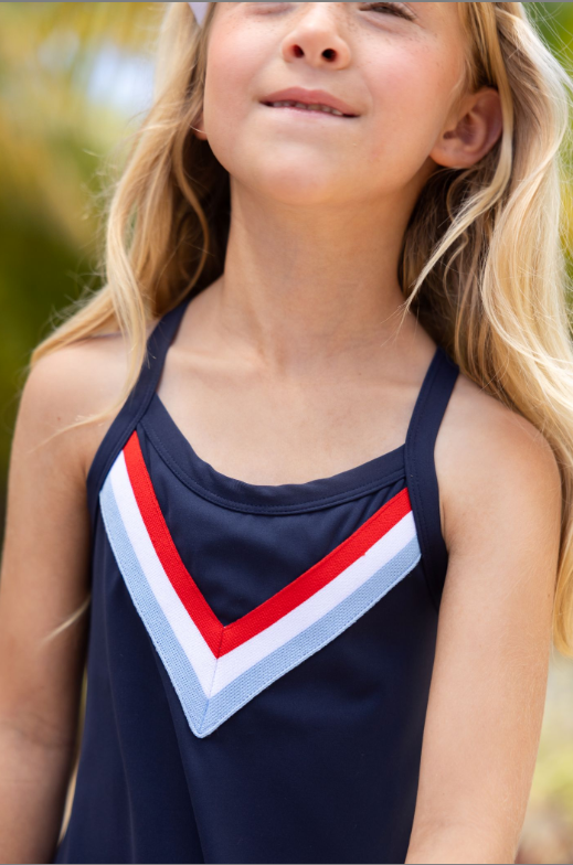 Prepletic™ Little Miss Tennis Dress - Nantucket Navy/Richmond Red/Worth Ave White/Beale Street Blue from Anderson Parker