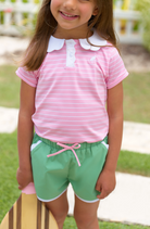 Prepletic Preppy Polo - Pier Party Pink Stripe/Worth Ave White from Anderson Parker