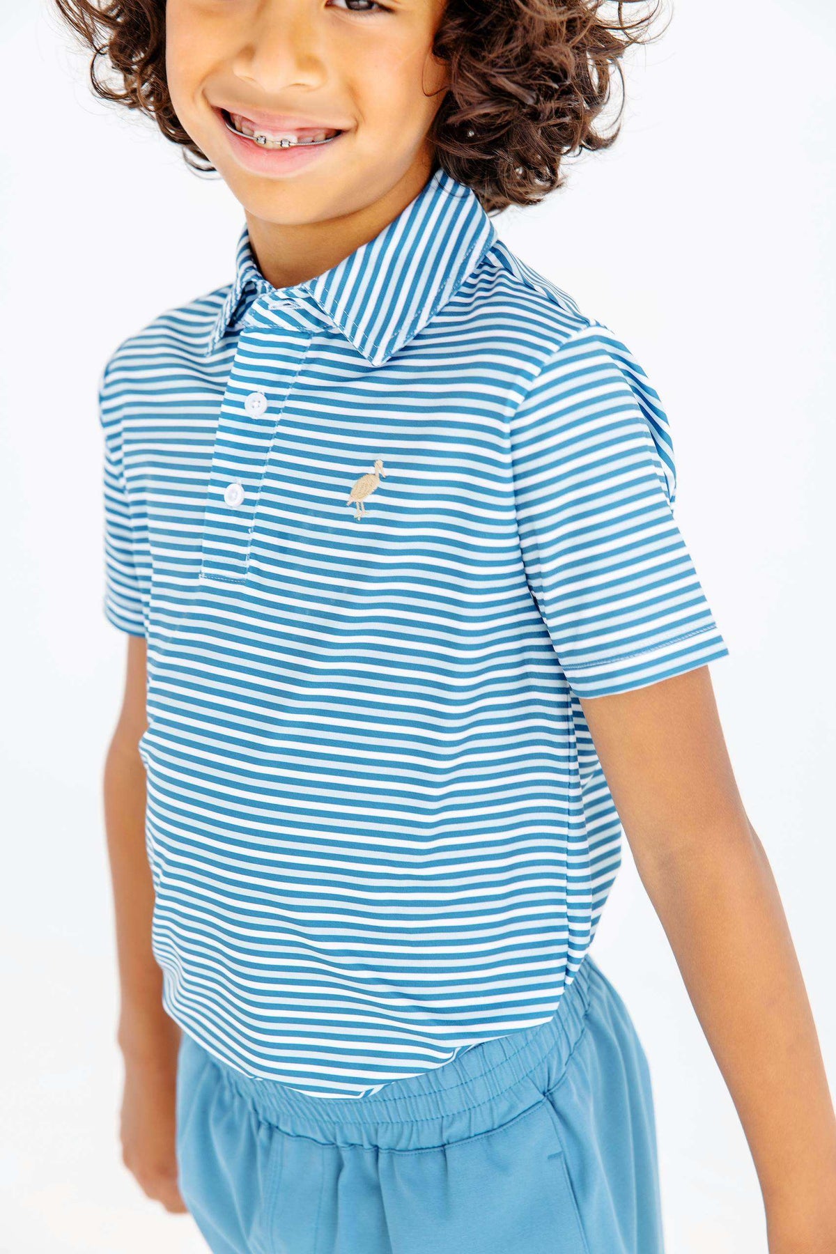 Prepletic™ Prim And Proper Polo - Sumner County Stripe (Barnsley Blue)/Keeneland Khaki from Anderson Parker