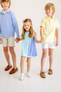 Prim And Proper Polo - Lake Worth Yellow Stripe/Barbados Blue from Anderson Parker