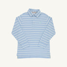 Prim And Proper Polo Long Sleeve - Sarasota Sky Worth Ave White and Old Greenwich Green Stripe/Old Greenwich Green from Anderson Parker